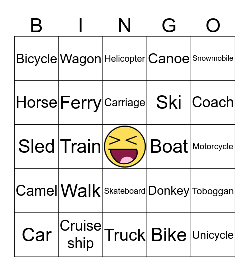 Transportation Bingo Card