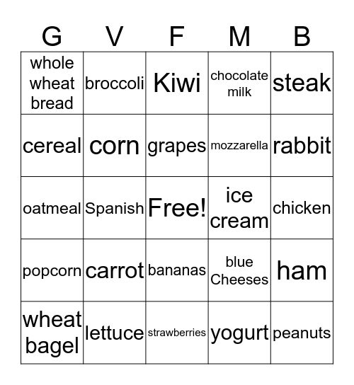 Health Bingo Card