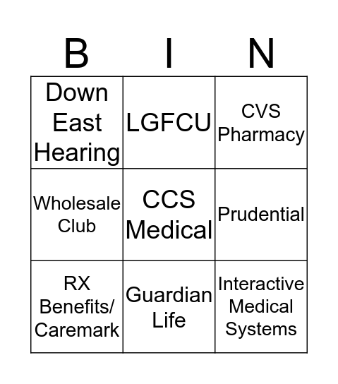 RDU Employee Benefits Fair Bingo Card