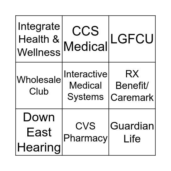 RDU BINGO Benefits Fair Bingo Card