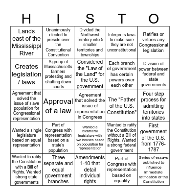 Chapter 7 Test Review Bingo Card