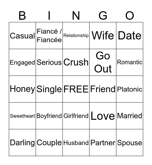 Dating Bingo Card