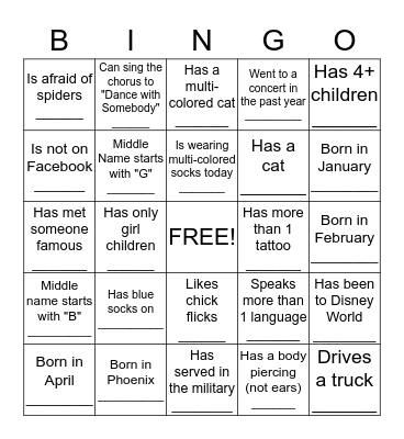 People Bingo Card