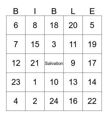 Bible Bingo Card