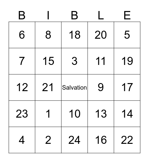 Bible Bingo Card