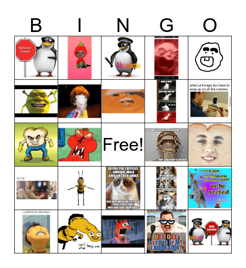 REEEE Bingo Card