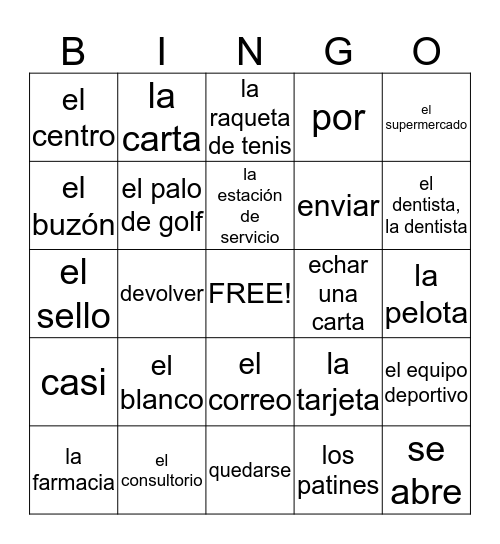 Realidades 3A Bingo Card