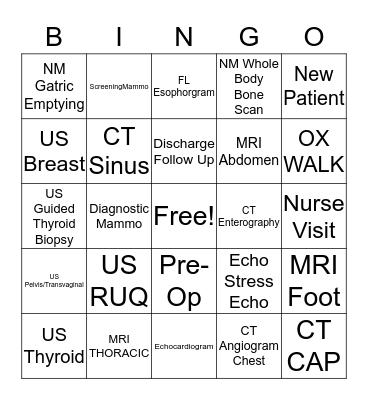 Ancillary/PCP Bingo Card