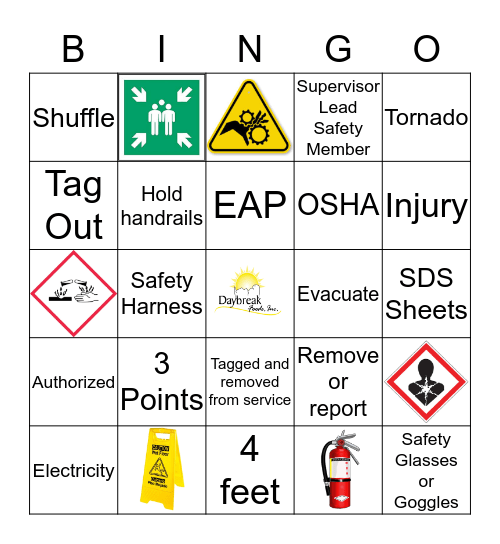 Safety Bingo Card