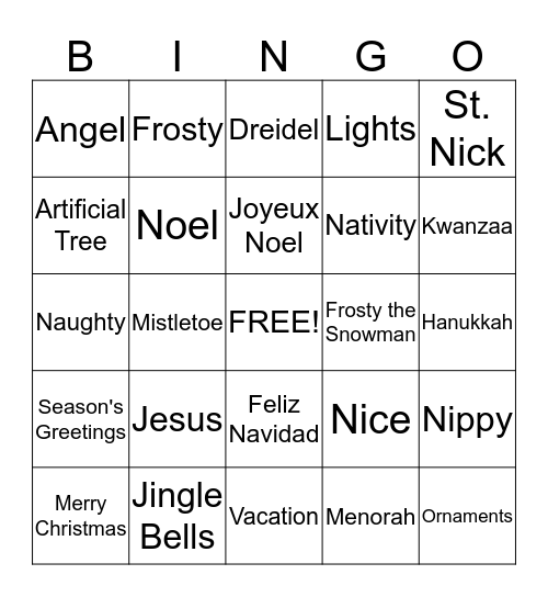 St. Cloud Physician Management Holiday BINGO Card