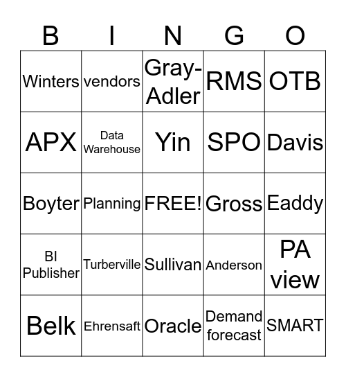Planning Fall Festival Bingo Card
