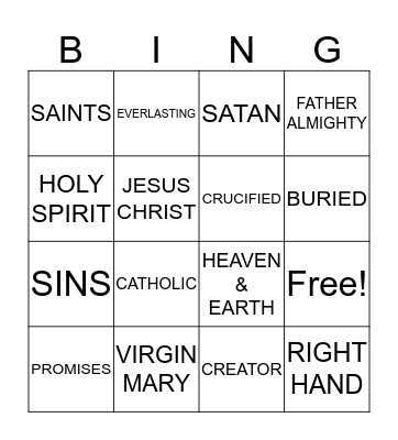 BAPTISM PROMISES Bingo Card