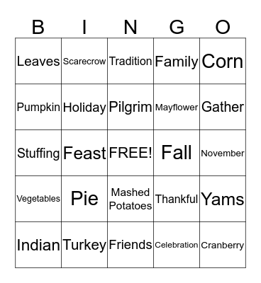 THANKSGIVING Bingo Card