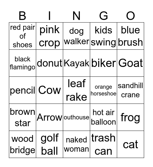 Object Bingo! Bingo Card