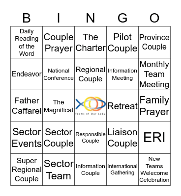 Teams of Our Lady  Bingo Card