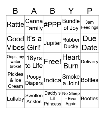 Courtney & Corey Baby Shower Bingo! Bingo Card