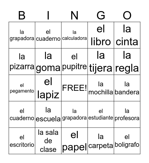 La Sala de Clase Bingo Card