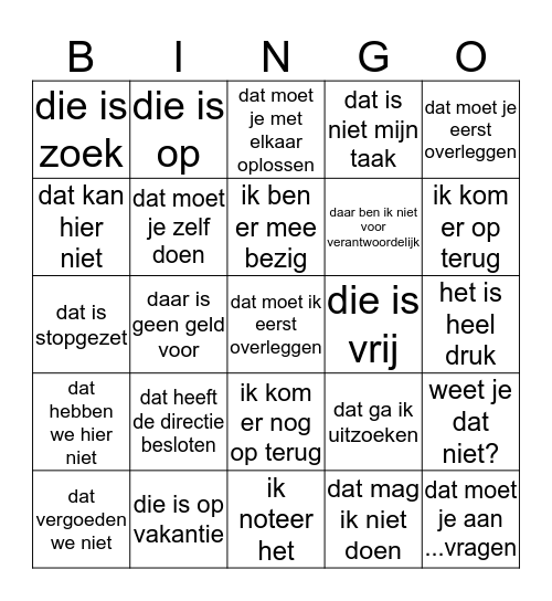 taalschool be like Bingo Card