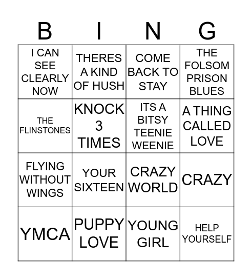 GOLDEN OLDIES Bingo Card