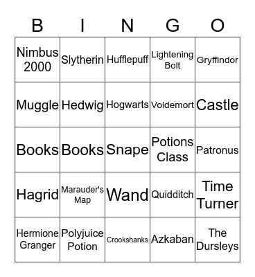 Harry Potter Bingo  Bingo Card