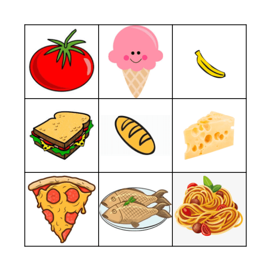 Food Bingo Card