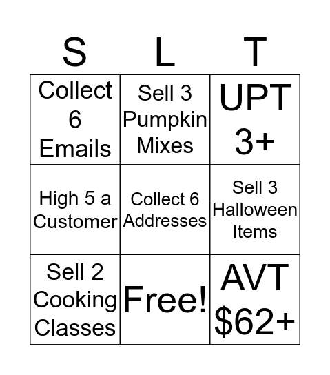 SLT Bingo Card