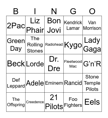 What artists do you and Lacy both enjoy? Bingo Card