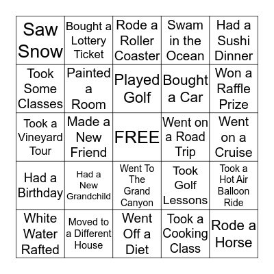 WHAT I DID ON MY SUMMER VACATION Bingo Card