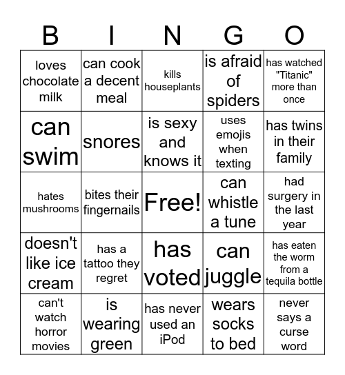 Find Someone Who Bingo Card