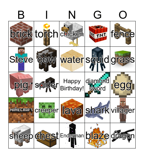 Minecraft Bingo Scavenger Hunt Bingo Card