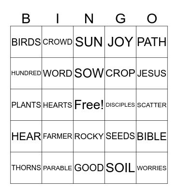 PARABLE OF THE SOWER Bingo Card