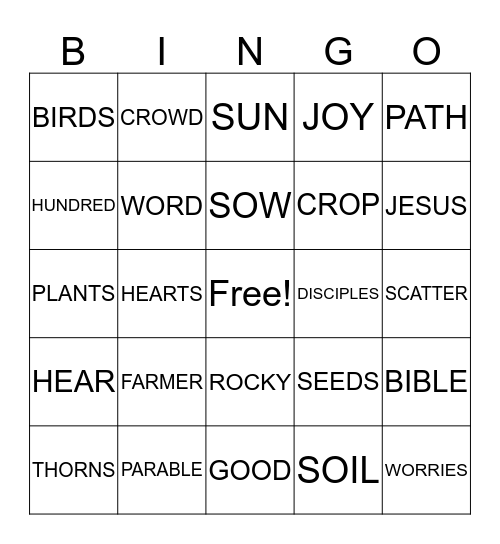 PARABLE OF THE SOWER Bingo Card