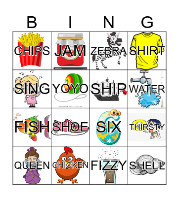 Phonics Bingo Card