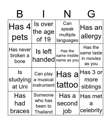 Team Mates Bingo Card