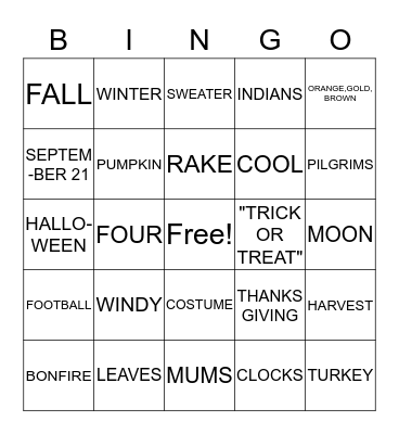 FALL BINGO Card