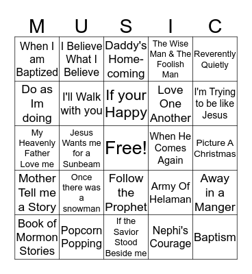 MUSICAL BINGO Card