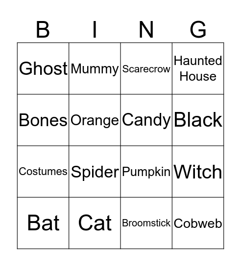 Halloween  Bingo Card