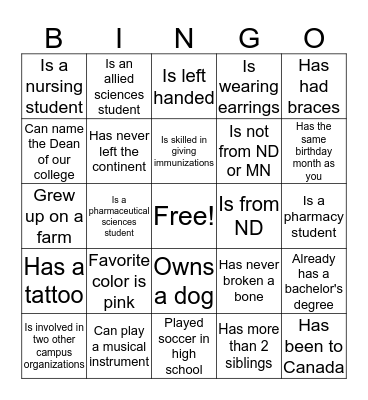 Ambassador Bingo Card