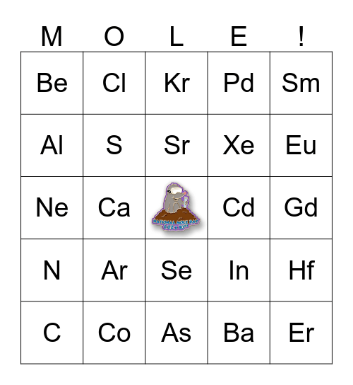 Mole Day Bingo Card