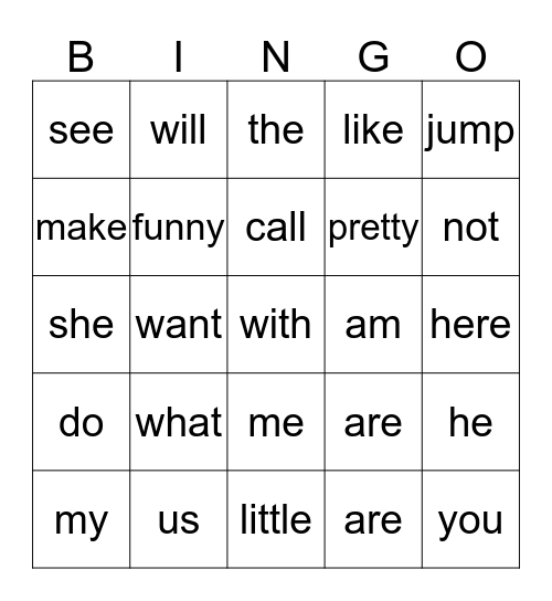 Shelton Kindergarten Review of Sets 1-7 Bingo Card