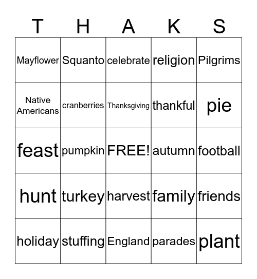 Let's have some Thanksgiving fun! Bingo Card