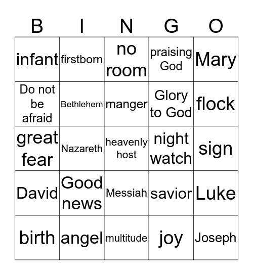 Walk with Jesus Bingo Card