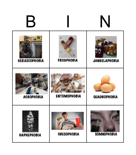 PHOBIAS Bingo Card