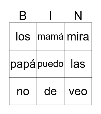 Palabras de la pared Bingo Card