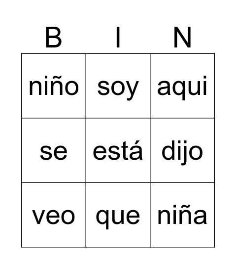Palabras de la pared Bingo Card