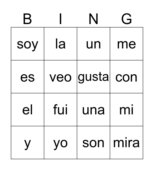 Palabras de la pared Bingo Card
