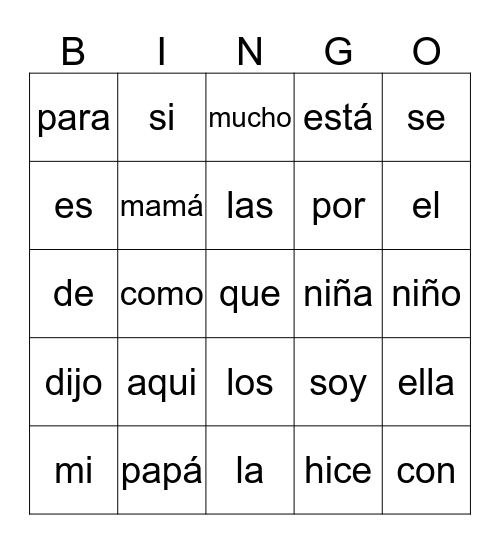 Palabras de la pared Bingo Card