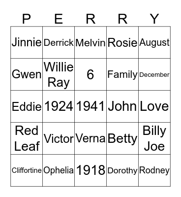 Perry Bingo Card