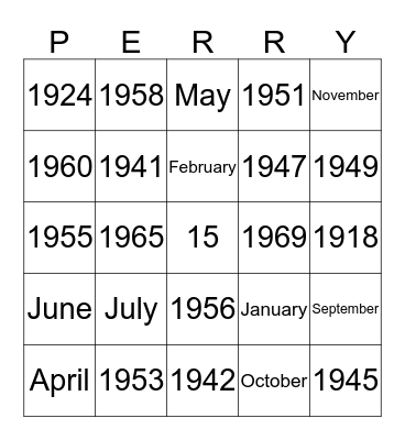 Perry Bingo Card