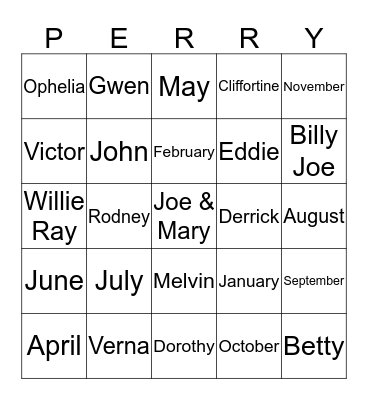 Perry Bingo Card